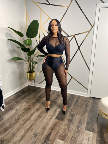 Black Mesh Front leggings