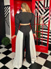 Monochrome Pleated Wide-leg Cutout Jumpsuit
